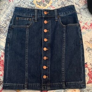 Madewell Dark Blue Button-Front Pencil Skirt